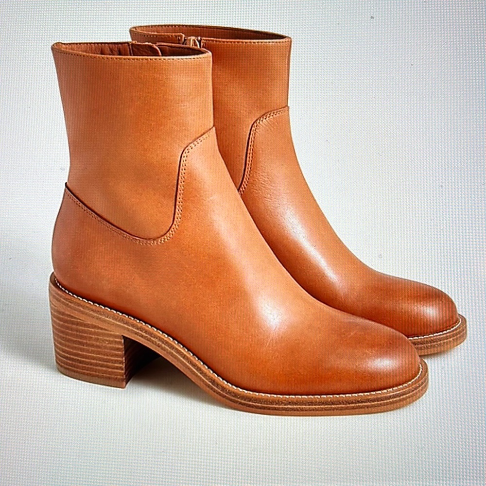 J.Crew Stacked-heel ankle boots in leather